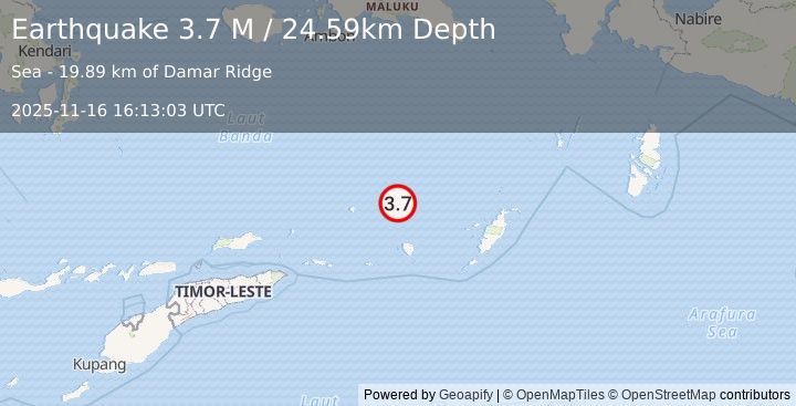 Earthquake Banda Sea (3.7 M) (2025-11-16 16:13:03 UTC)