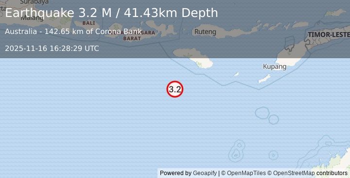 Earthquake South of Sumbawa, Indonesia (3.4 M) (2025-11-16 16:28:28 UTC)