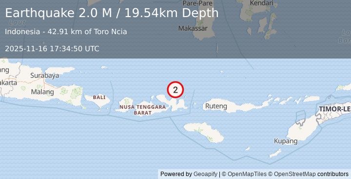 Earthquake Flores Sea (2.0 M) (2025-11-16 17:34:50 UTC)