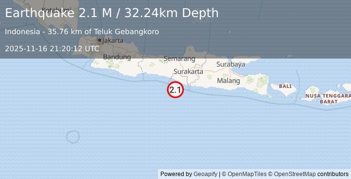 Earthquake Java, Indonesia (2.4 M) (2025-11-16 21:20:07 UTC)
