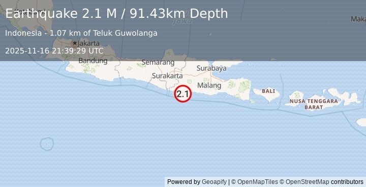 Earthquake Java, Indonesia (2.3 M) (2025-11-16 21:39:30 UTC)