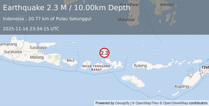 Earthquake Sumbawa Region, Indonesia (2.2 M) (2025-11-16 23:34:16 UTC)