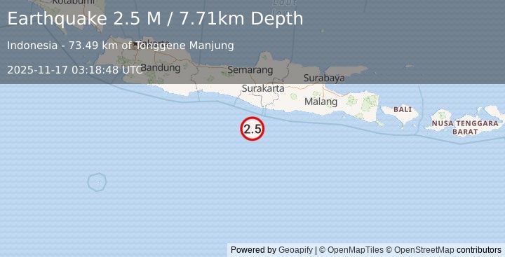 Earthquake Java, Indonesia (2.5 M) (2025-11-17 03:18:48 UTC)