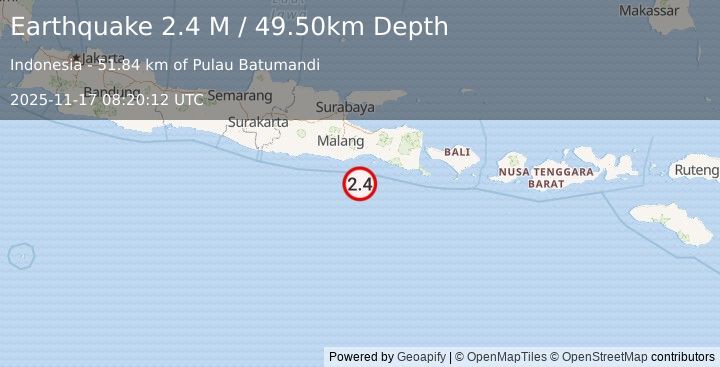 Earthquake Java, Indonesia (2.4 M) (2025-11-17 08:20:12 UTC)