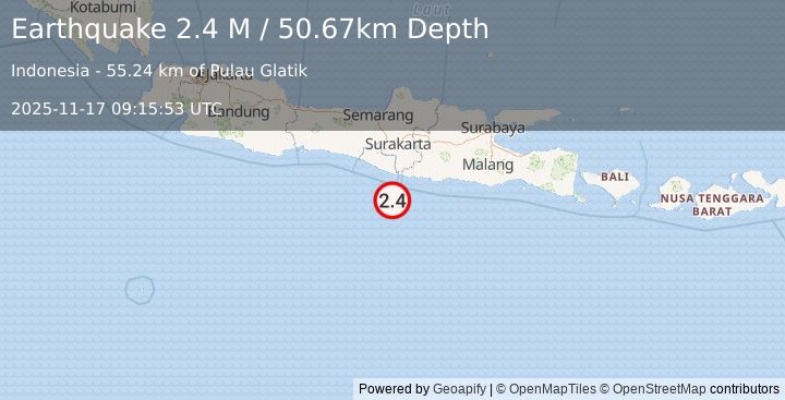 Earthquake Java, Indonesia (2.2 M) (2025-11-17 09:15:52 UTC)