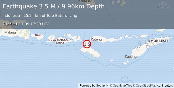 Earthquake Sumba Region, Indonesia (3.5 M) (2025-11-17 09:17:29 UTC)