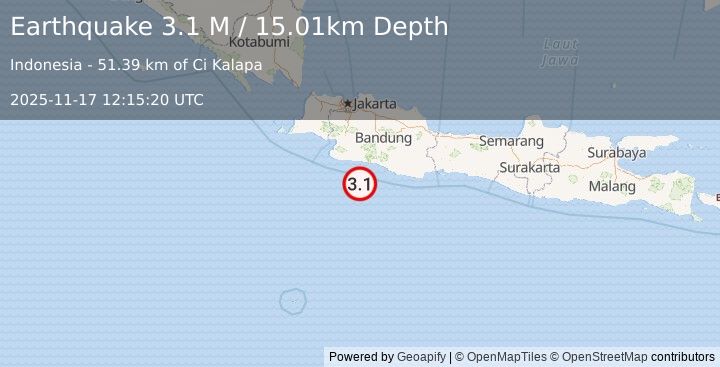 Earthquake Java, Indonesia (3.1 M) (2025-11-17 12:15:20 UTC)