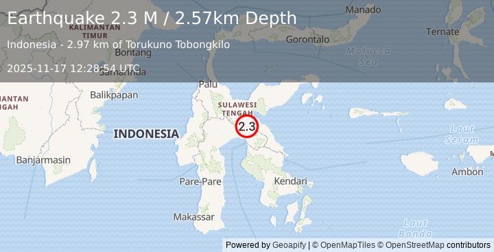 Earthquake Sulawesi, Indonesia (2.3 M) (2025-11-17 12:28:54 UTC)
