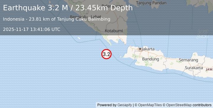 Earthquake Sunda Strait, Indonesia (3.1 M) (2025-11-17 13:41:02 UTC)