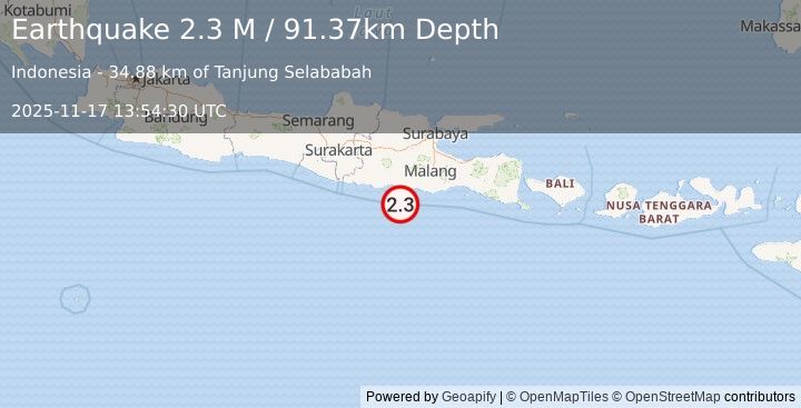 Earthquake Java, Indonesia (2.3 M) (2025-11-17 13:54:30 UTC)
