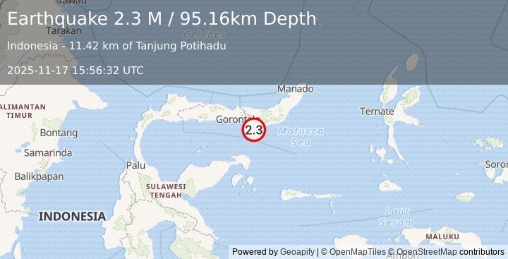 Earthquake Minahassa Peninsula, Sulawesi (2.4 M) (2025-11-17 15:56:28 UTC)
