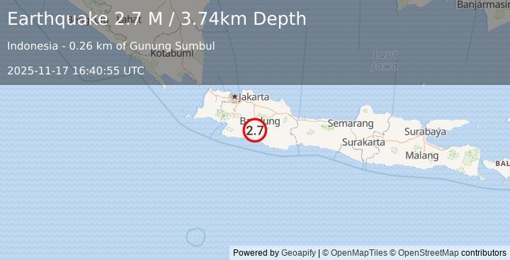 Earthquake Java, Indonesia (2.8 M) (2025-11-17 16:40:56 UTC)