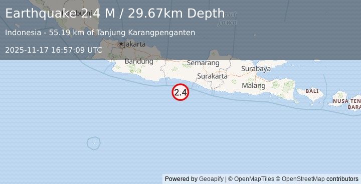 Earthquake Java, Indonesia (2.5 M) (2025-11-17 16:57:07 UTC)