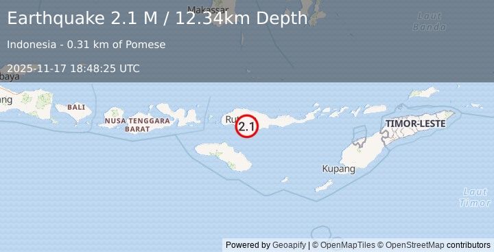 Earthquake Flores Region, Indonesia (2.1 M) (2025-11-17 18:48:25 UTC)