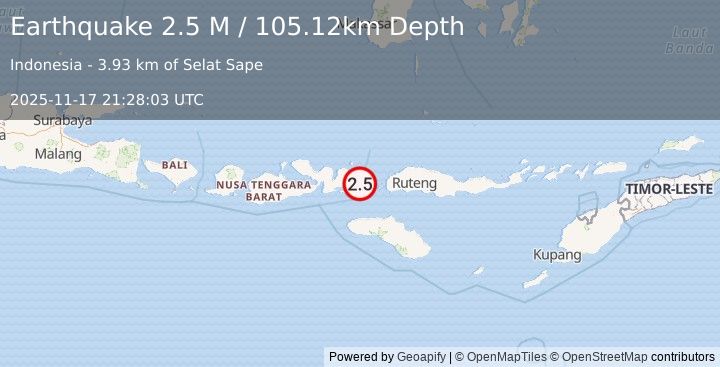 Earthquake Flores Region, Indonesia (2.6 M) (2025-11-17 21:28:02 UTC)