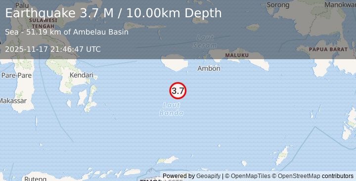 Earthquake Banda Sea (3.7 M) (2025-11-17 21:46:47 UTC)