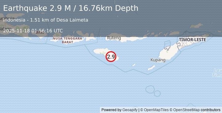Earthquake Sumba Region, Indonesia (2.8 M) (2025-11-18 01:56:17 UTC)