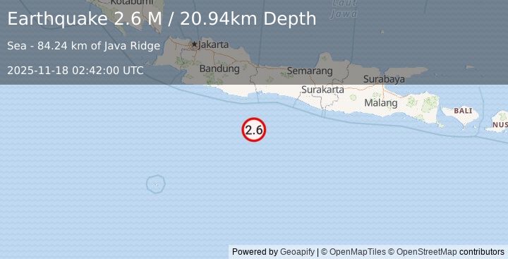 Earthquake Java, Indonesia (2.6 M) (2025-11-18 02:42:00 UTC)