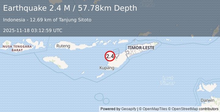 Earthquake Timor Region (2.4 M) (2025-11-18 03:12:59 UTC)