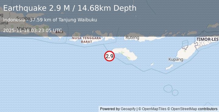 Earthquake Sumbawa Region, Indonesia (2.9 M) (2025-11-18 03:23:05 UTC)