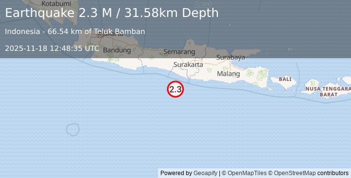 Earthquake Java, Indonesia (2.3 M) (2025-11-18 12:48:35 UTC)