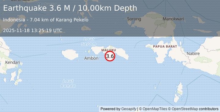 Earthquake Seram, Indonesia (3.6 M) (2025-11-18 13:25:19 UTC)