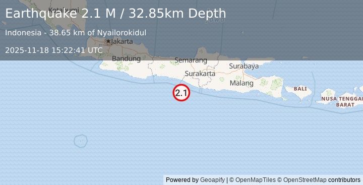 Earthquake Java, Indonesia (2.3 M) (2025-11-18 15:22:39 UTC)