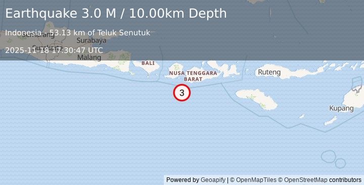 Earthquake Sumbawa Region, Indonesia (3.0 M) (2025-11-18 17:30:47 UTC)