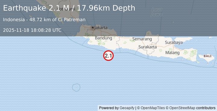 Earthquake Java, Indonesia (2.1 M) (2025-11-18 18:08:28 UTC)