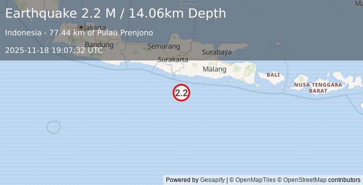 Earthquake Java, Indonesia (2.2 M) (2025-11-18 19:07:32 UTC)