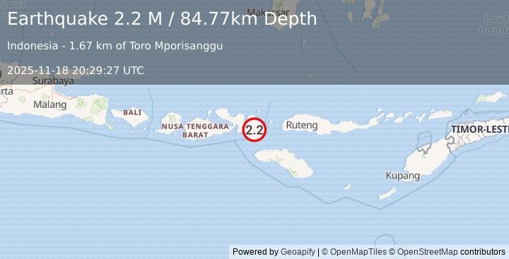 Earthquake Sumbawa Region, Indonesia (2.2 M) (2025-11-18 20:29:27 UTC)
