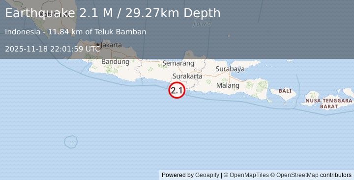 Earthquake Java, Indonesia (2.4 M) (2025-11-18 22:01:58 UTC)