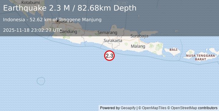 Earthquake Java, Indonesia (2.5 M) (2025-11-18 23:02:26 UTC)