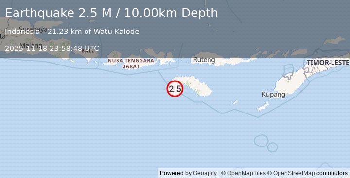Earthquake Sumba Region, Indonesia (2.7 M) (2025-11-18 23:58:49 UTC)