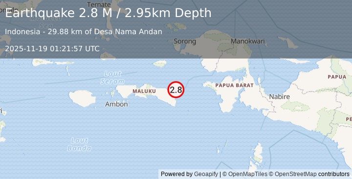 Earthquake Seram, Indonesia (3.1 M) (2025-11-19 01:21:56 UTC)
