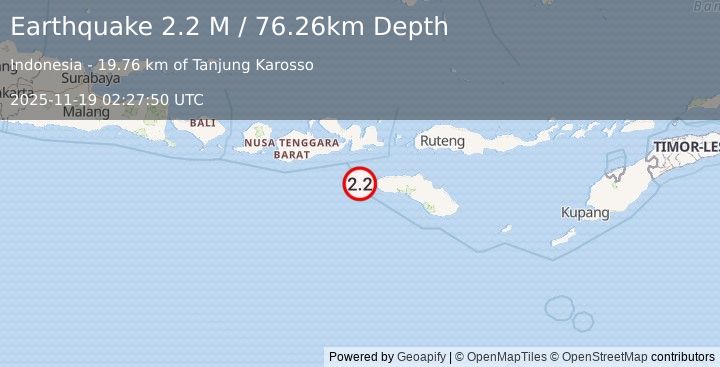 Earthquake Sumbawa Region, Indonesia (2.4 M) (2025-11-19 02:27:53 UTC)
