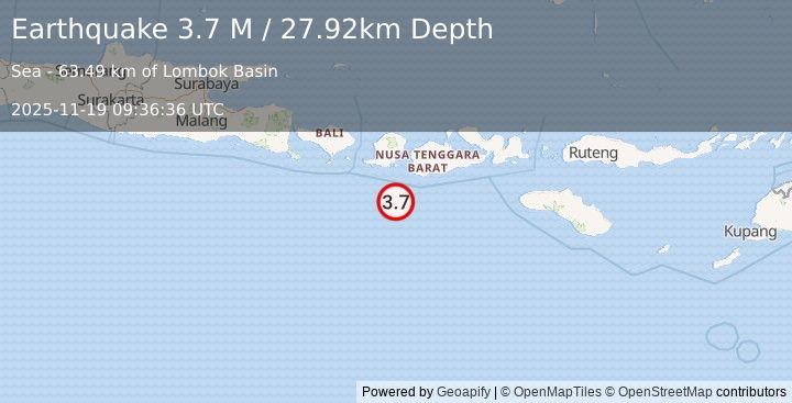 Earthquake Sumbawa Region, Indonesia (3.7 M) (2025-11-19 09:36:37 UTC)