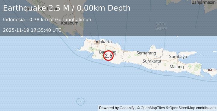 Earthquake Java, Indonesia (2.5 M) (2025-11-19 17:35:40 UTC)