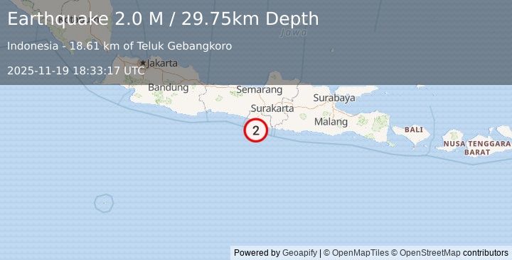 Earthquake Java, Indonesia (2.1 M) (2025-11-19 18:33:16 UTC)