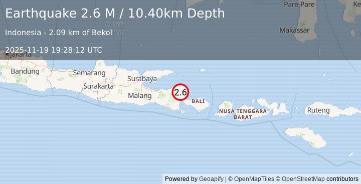 Earthquake Bali Sea (2.8 M) (2025-11-19 19:28:12 UTC)