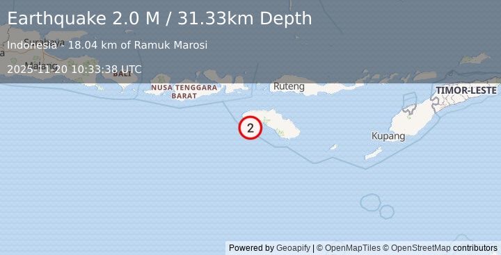 Earthquake Sumba Region, Indonesia (2.0 M) (2025-11-20 10:33:38 UTC)