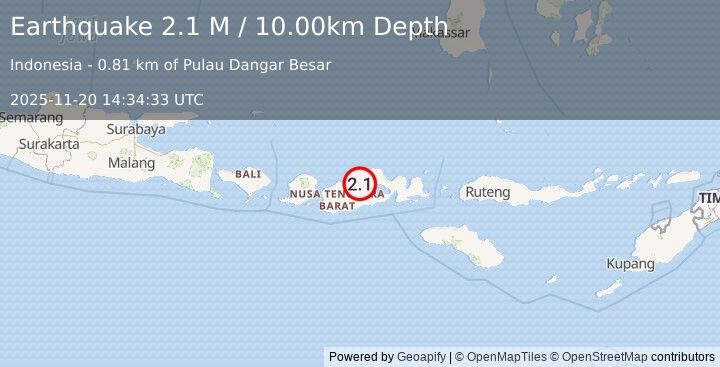 Earthquake Sumbawa Region, Indonesia (2.1 M) (2025-11-20 14:34:33 UTC)