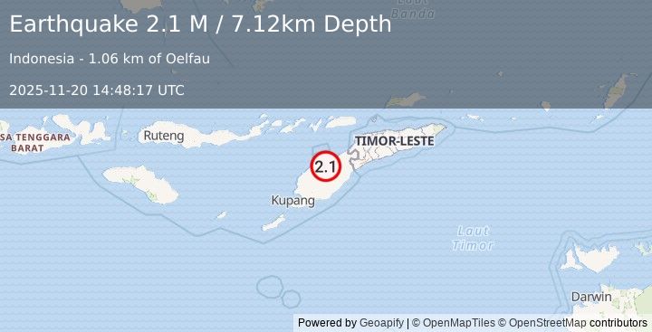 Earthquake Savu Sea (2.7 M) (2025-11-20 14:47:59 UTC)