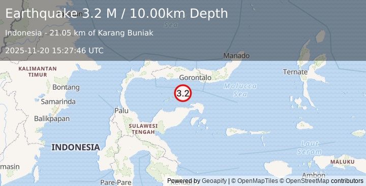 Earthquake Minahassa Peninsula, Sulawesi (3.2 M) (2025-11-20 15:27:46 UTC)