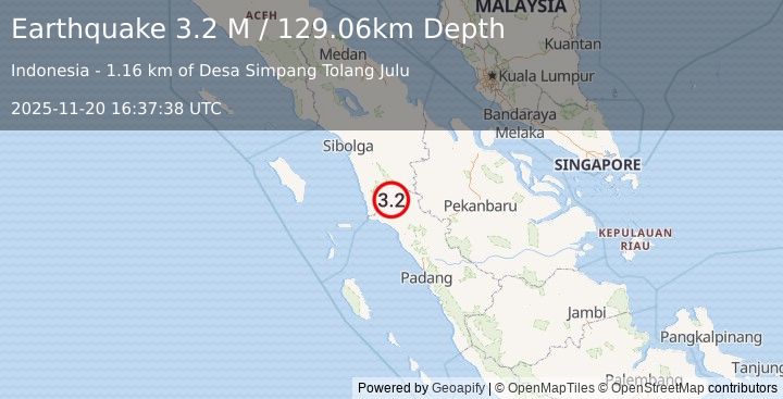 Earthquake Northern Sumatra, Indonesia (2.5 M) (2025-11-20 16:37:31 UTC)