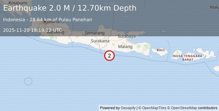 Earthquake Java, Indonesia (2.0 M) (2025-11-20 18:19:12 UTC)