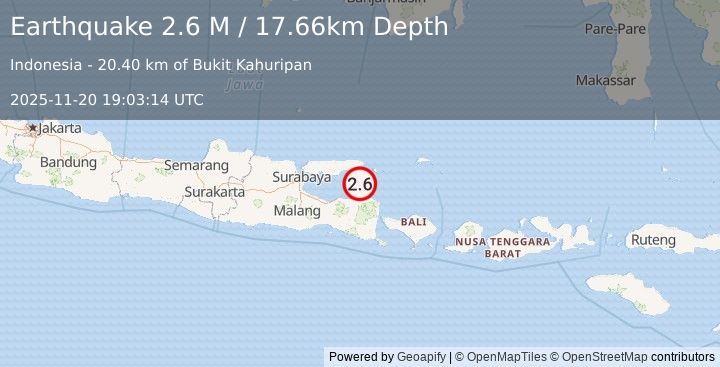 Earthquake Bali Sea (2.6 M) (2025-11-20 19:03:14 UTC)