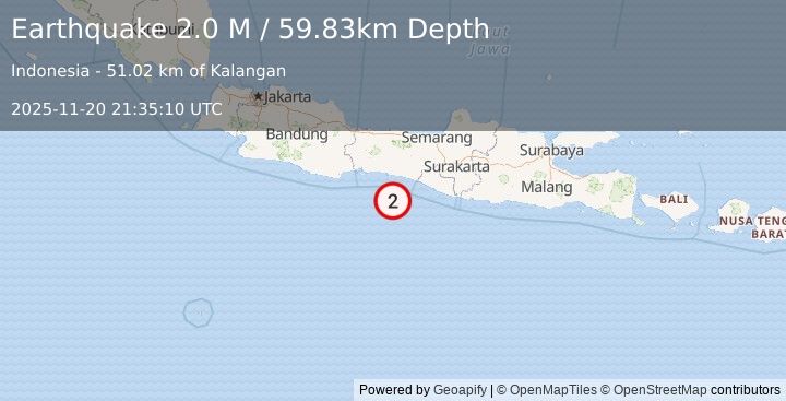 Earthquake Java, Indonesia (2.0 M) (2025-11-20 21:35:10 UTC)