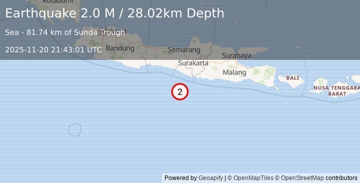 Earthquake Java, Indonesia (2.0 M) (2025-11-20 21:43:00 UTC)
