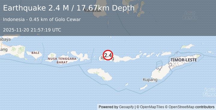 Earthquake Flores Region, Indonesia (2.4 M) (2025-11-20 21:57:18 UTC)